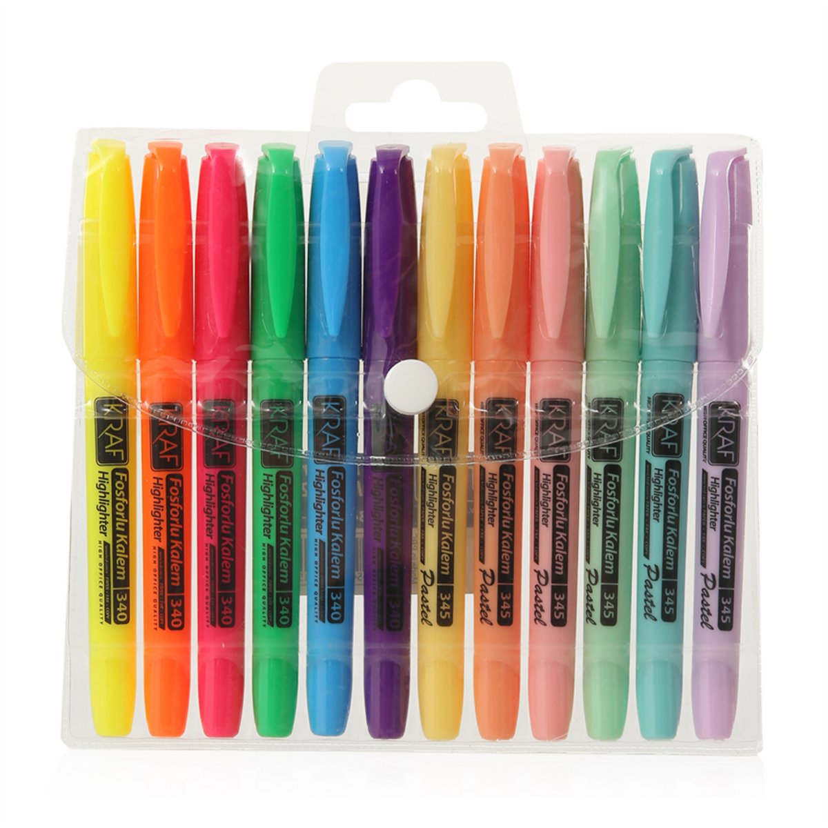 Kraf Fosforlu Kalem 12'li Set 6 Parlak 6 Pastel Renk 340/345