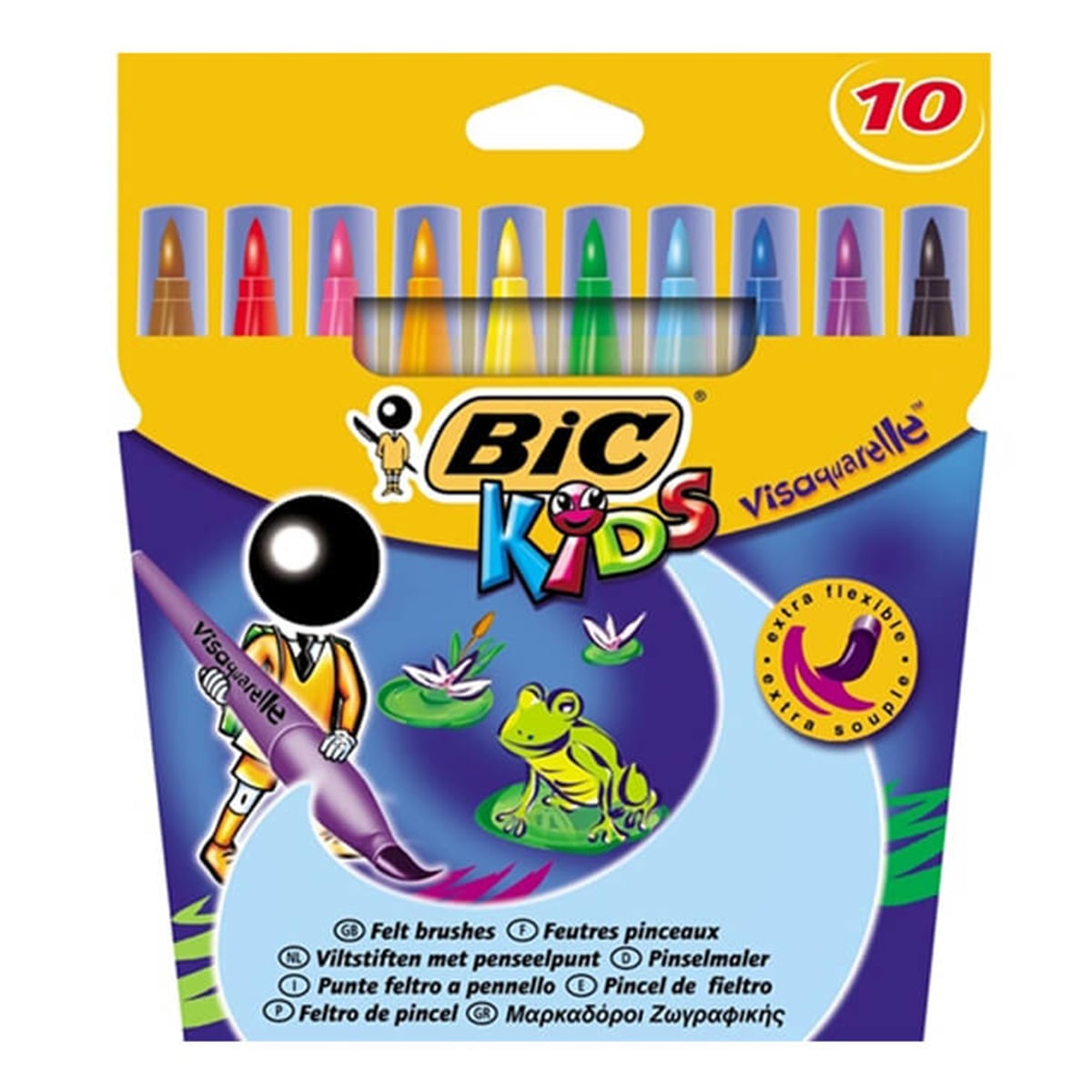 Bic keçeli kalem 10 renk visa fırça uçlu 828964