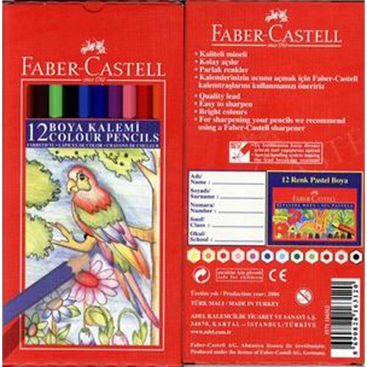 Faber Castell kuru boya 12'li red line tam boy 116312