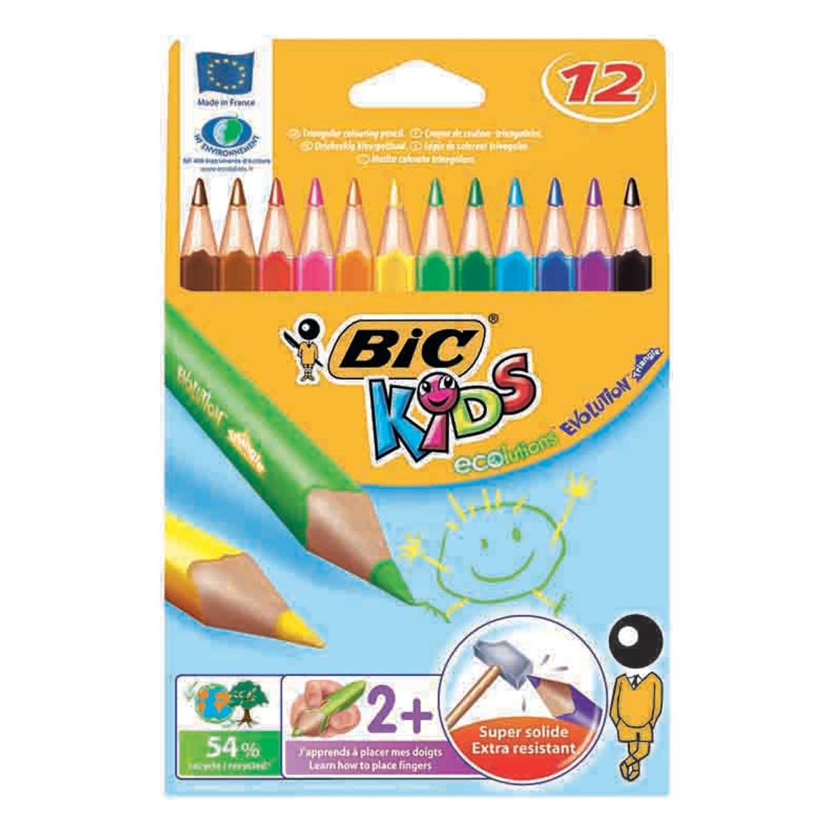 Bic kuru boya 12li üçgen evolution jumbo 8297356