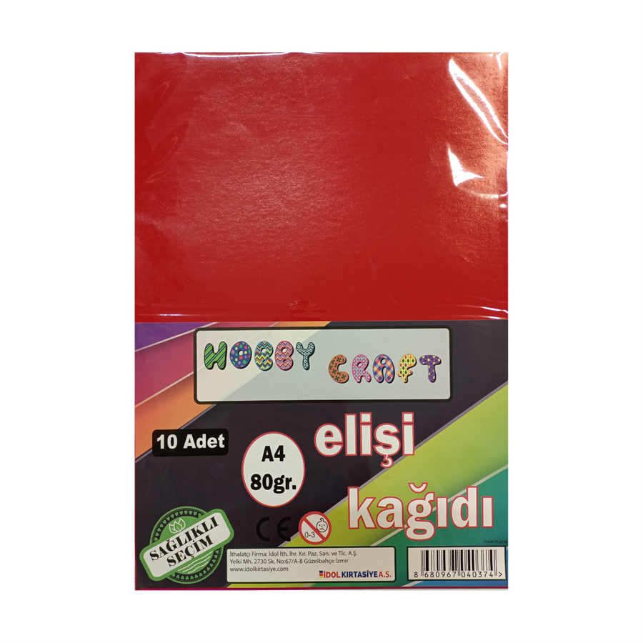 Hobby Craft Elişi Kağıdı Karışık 10 Renk A4 80gr. ŞEKERCİOĞLU