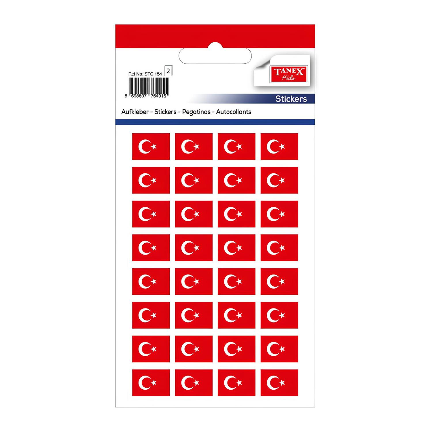 Tanex Yapışkanlı Türk Bayrağı 16x11 mm STC-154