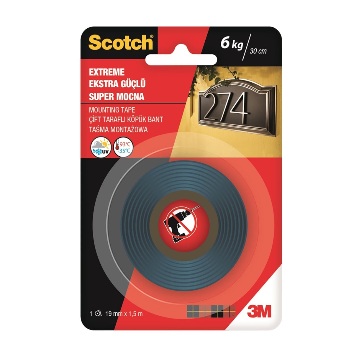 3m scotch 4002 extra güçlü montaj bandı19mmx1,5mt