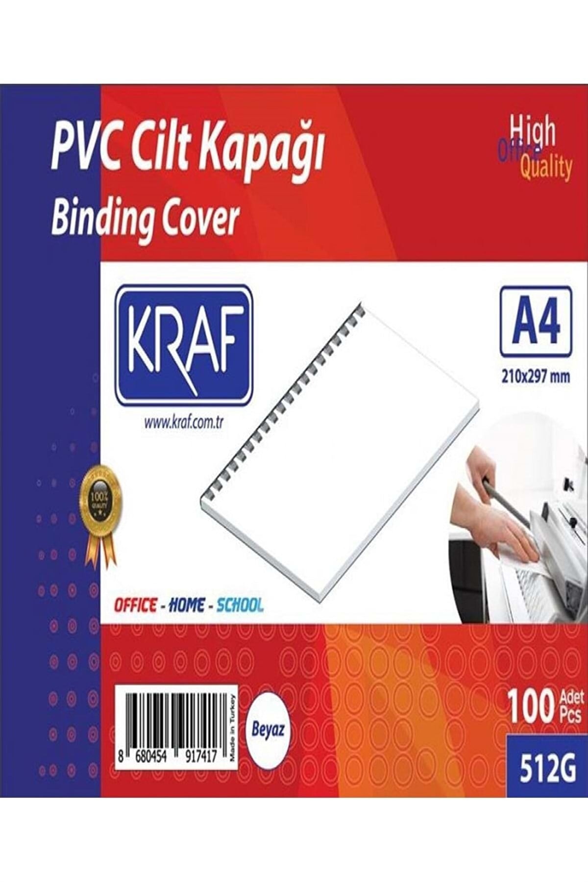 KRAF CİLT KAPAĞI A4 160 MICRON PVC ŞEFFAF100'LÜ 512G