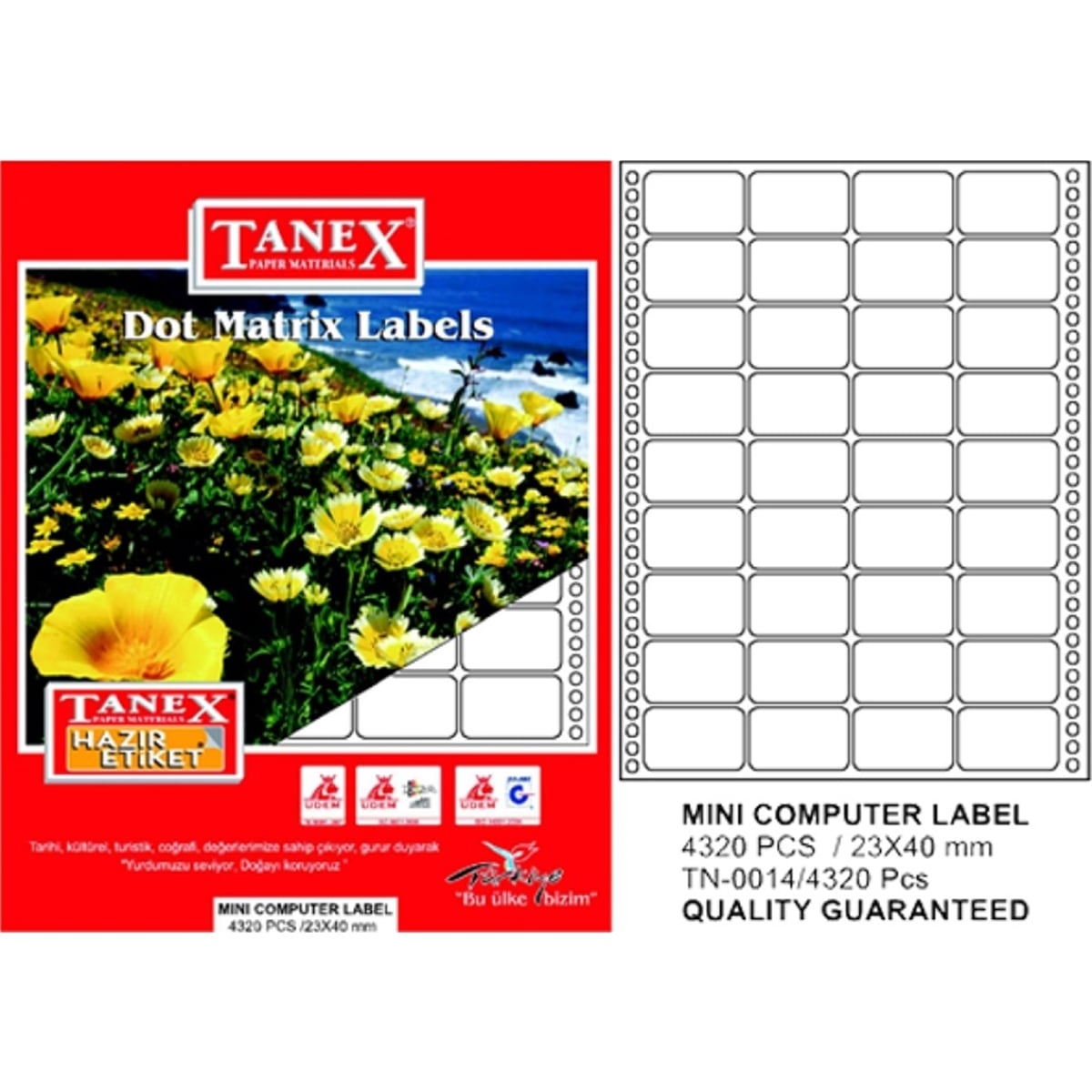 Tanex 23x40 bilgisayar etiketi tn-0014