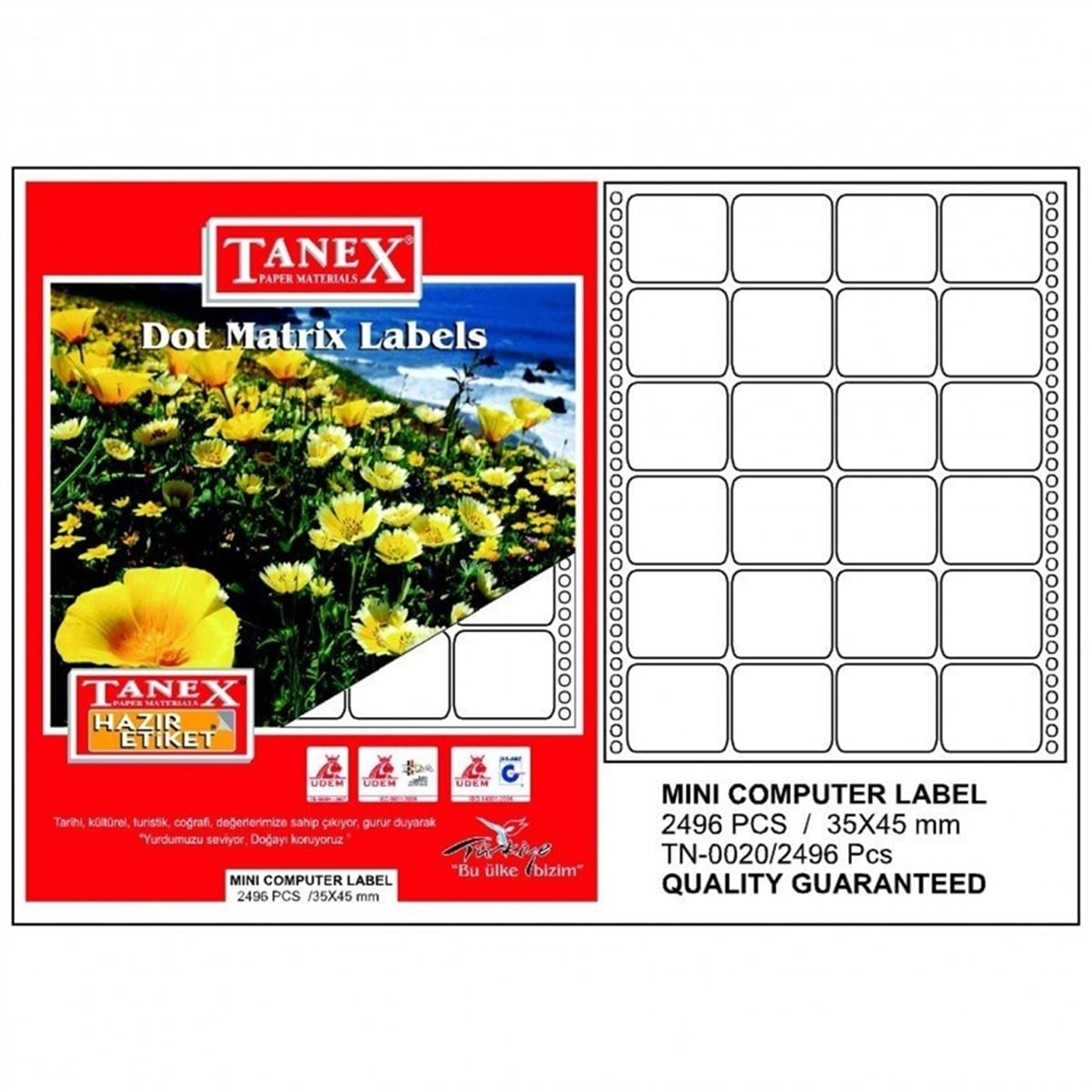 Tanex 35x45 bilgisayar etiketi tn-0020