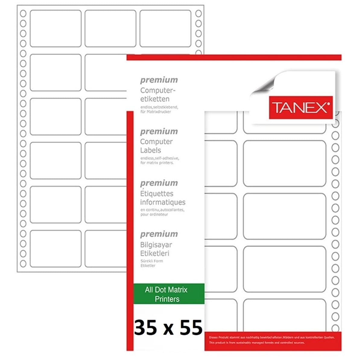Tanex 35x55 bilgisayar etiketi tn-0010