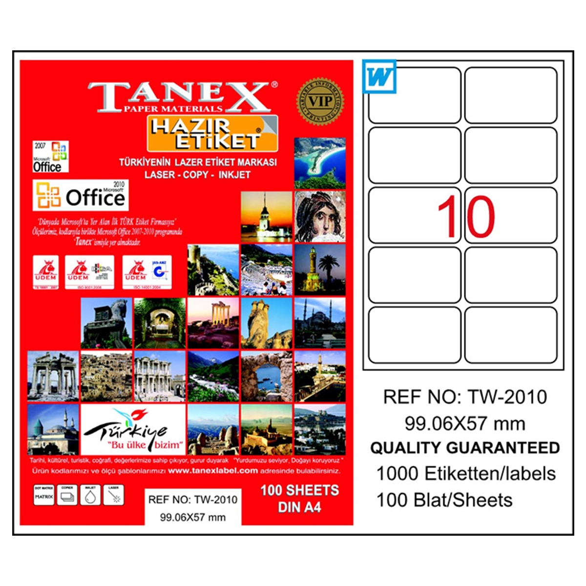 Tanex laser etiket 99,06x57 tw-2010
