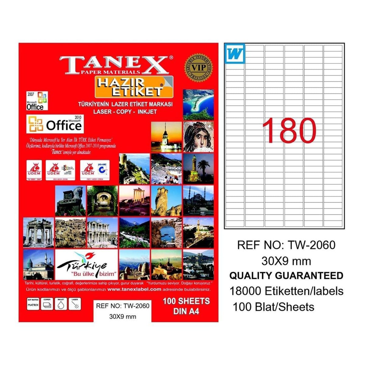 Tanex laser etiket 30x9 tw-2060