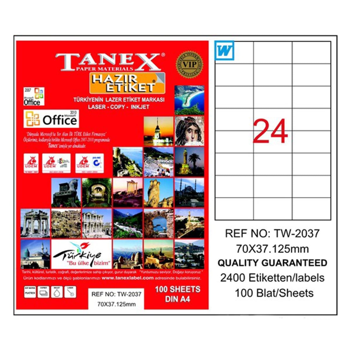 Tanex laser etiket 70x37.125 tw-2037
