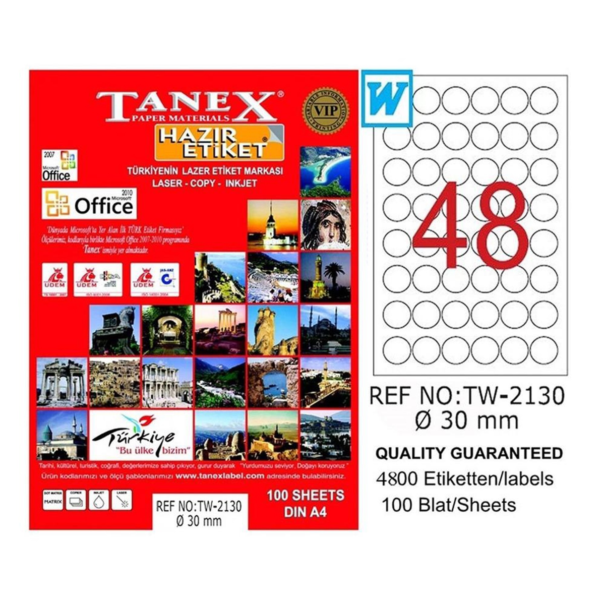 Tanex laser etiket 30mm tw-2130