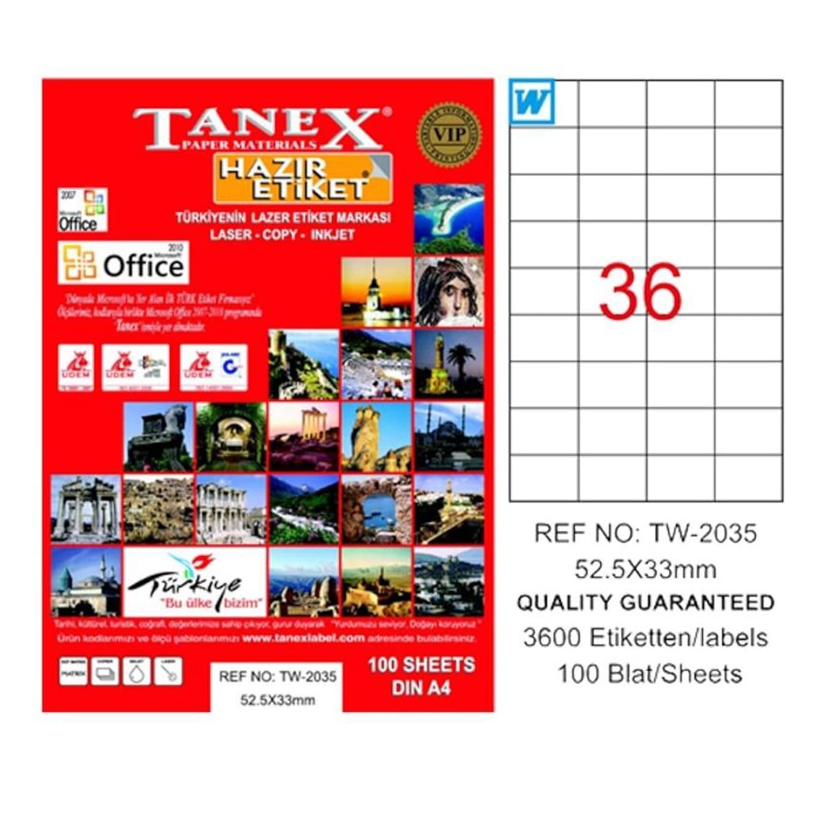Tanex laser etiket 52.5x33 tw-2035