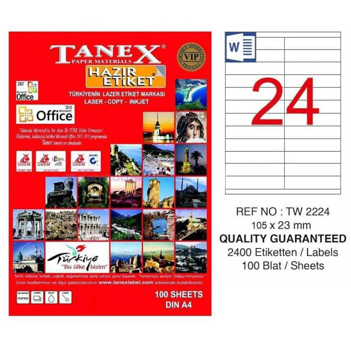 Tanex laser etiket 105x23 tw-2224