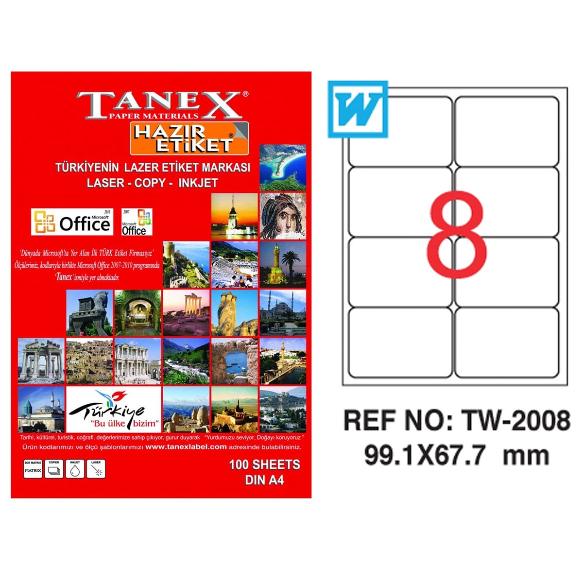 Tanex laser etiket 99.1x67.7 tw-2008