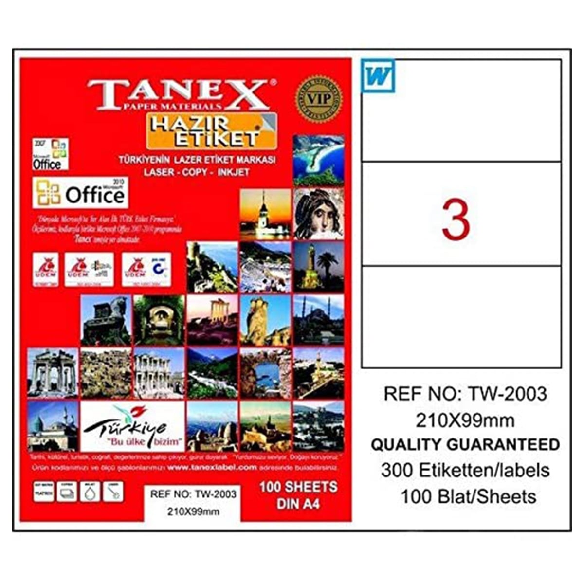 Tanex laser etiket 210x99 tw-2003