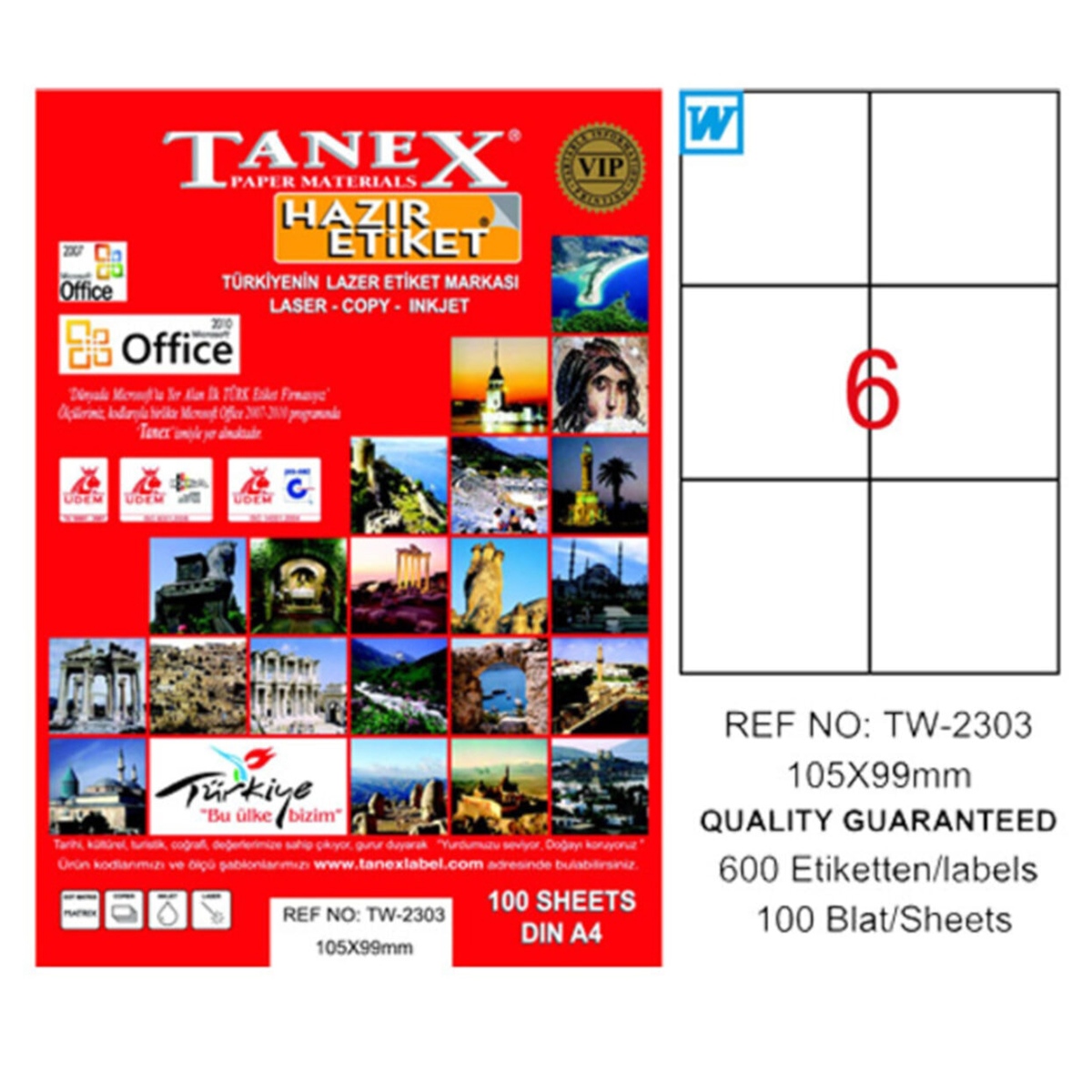 Tanex laser etiket 105x99 tw-2303