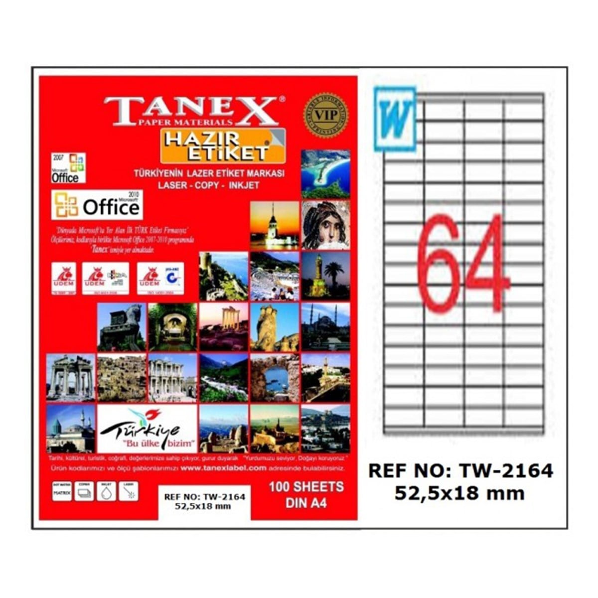 Tanex laser etiket 52,5x18 tw-2164