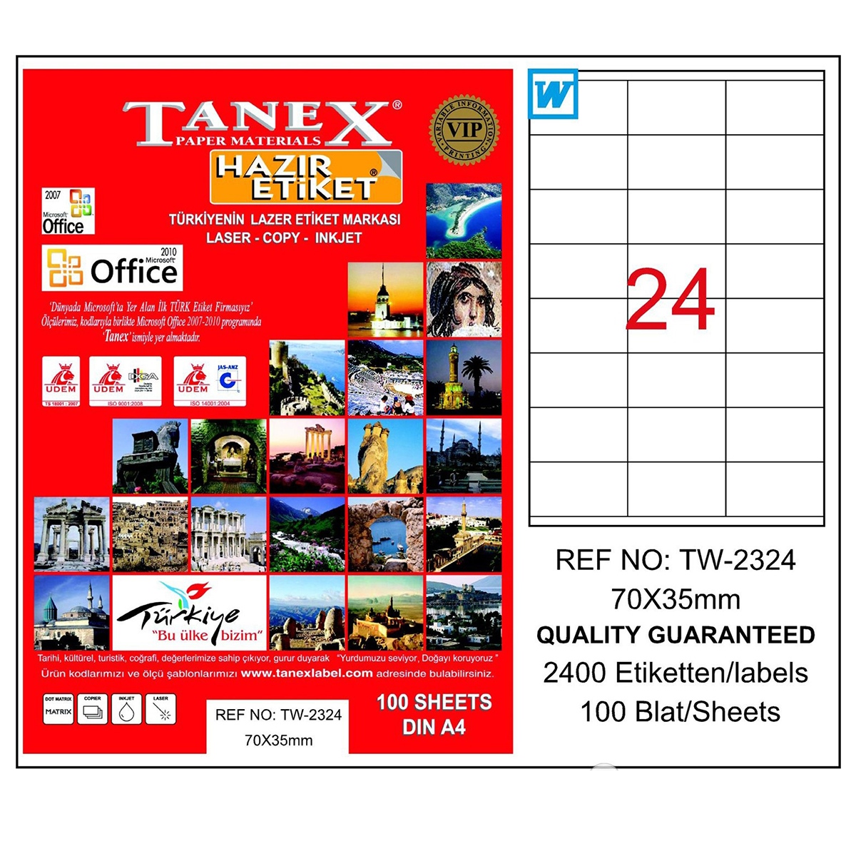 Tanex Laser Etiket 70x35 Tw-2324 Sevkiyat ve Lojistik Etiketi