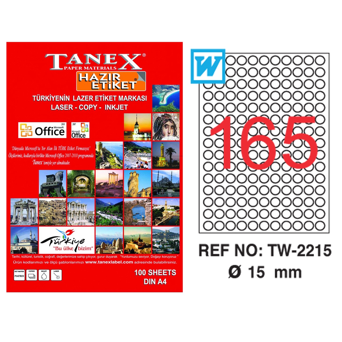 Tanex Laser Etiket 15mm Tw-2215