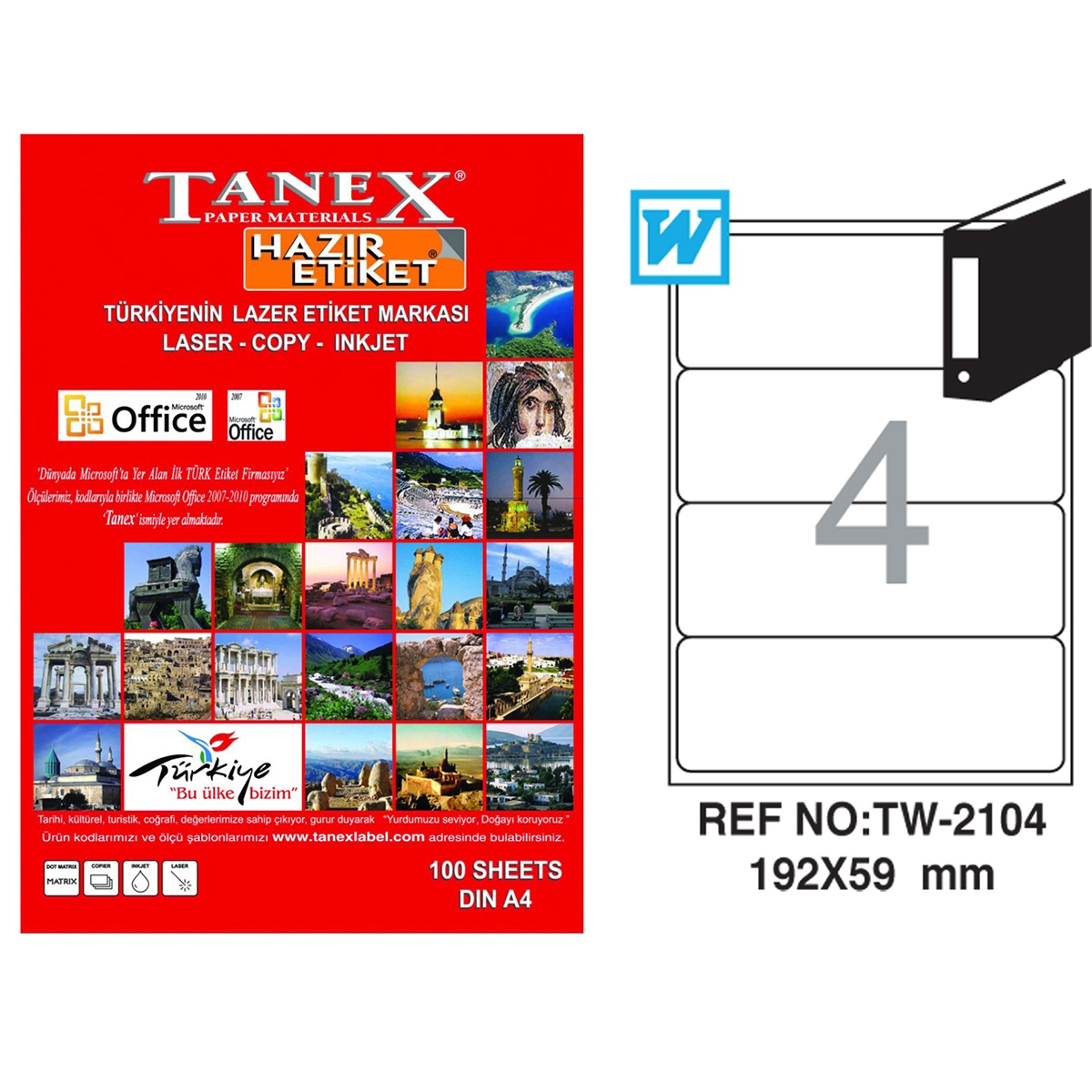Tanex Laser Etiket 192x59 Tw-2104