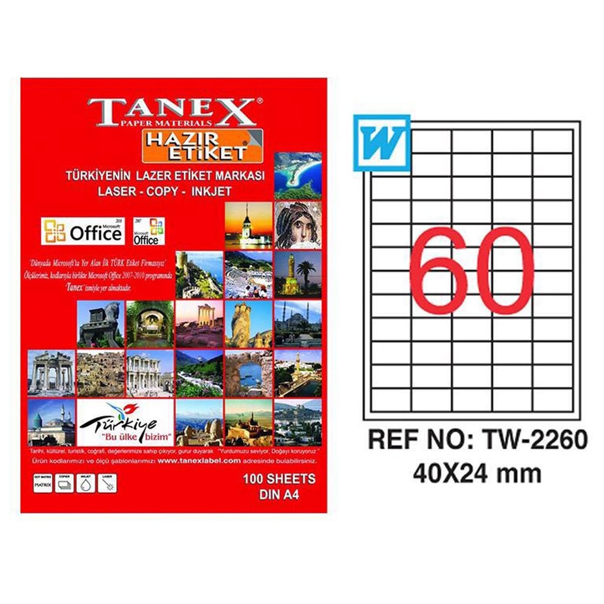 Tanex Laser Etiket 24x40 Tw-2260