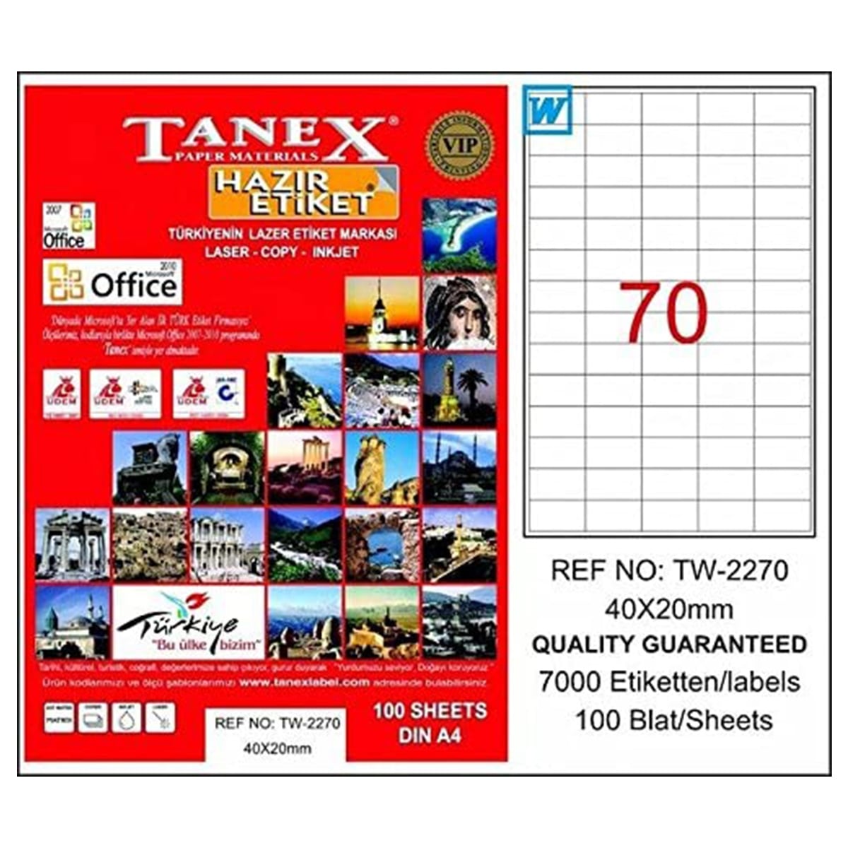 Tanex laser etiket 40x20 tw-2270