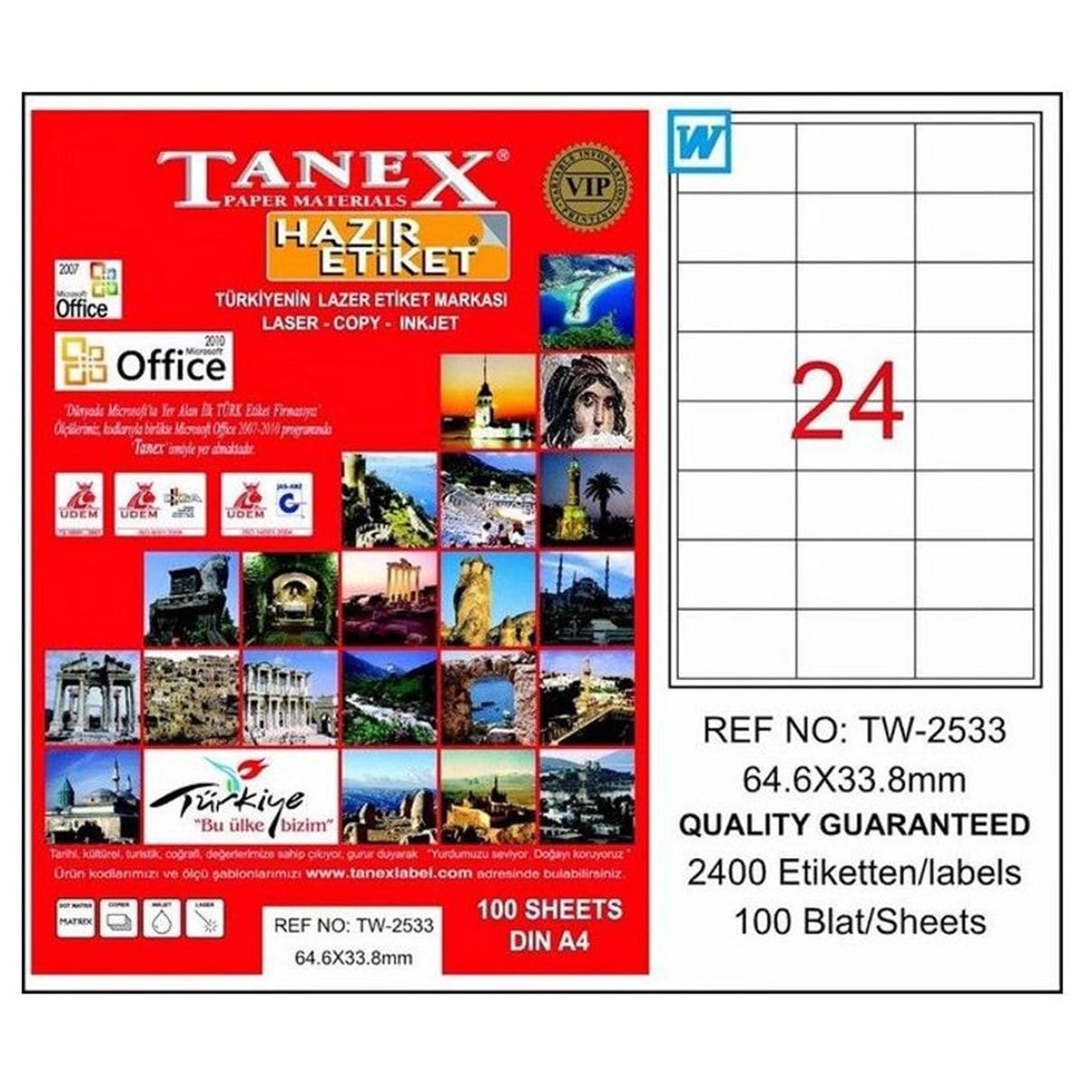 Tanex laser etiket 64,6x33,8 tw-2533