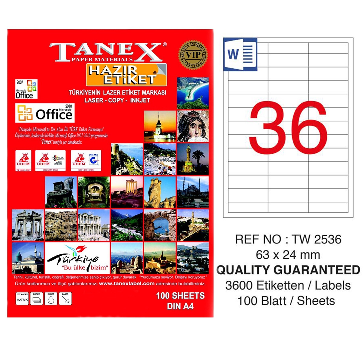 Tanex laser etiket 63x24 tw-2536