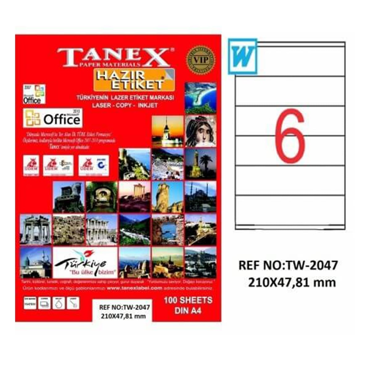 Tanex laser etiket 210x47,81 tw-2047