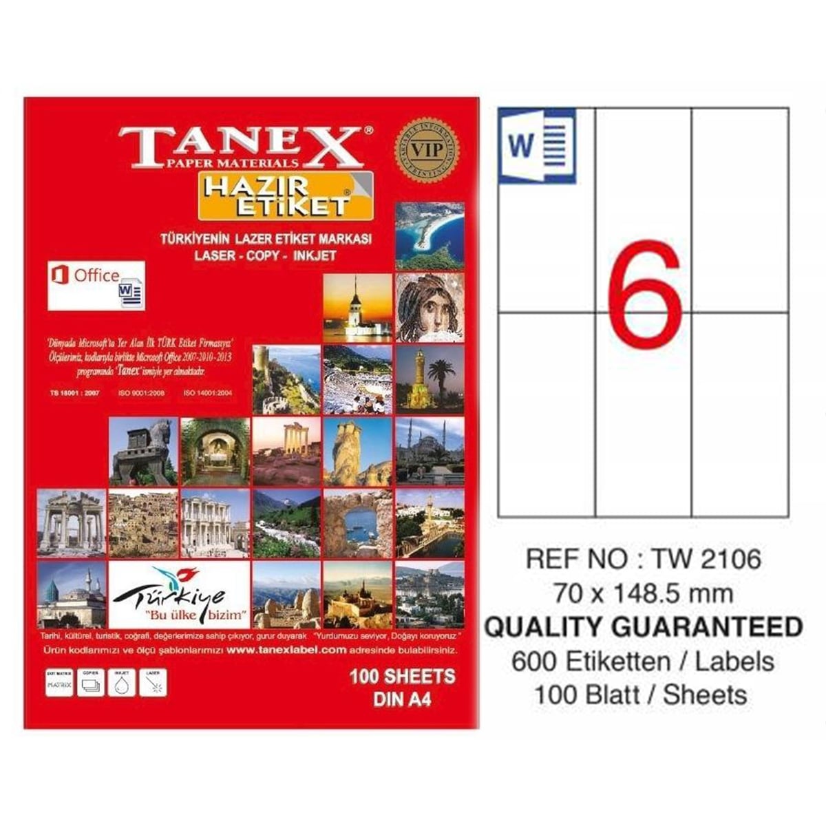 Tanex laser etiket 70x148,5 tw-2106