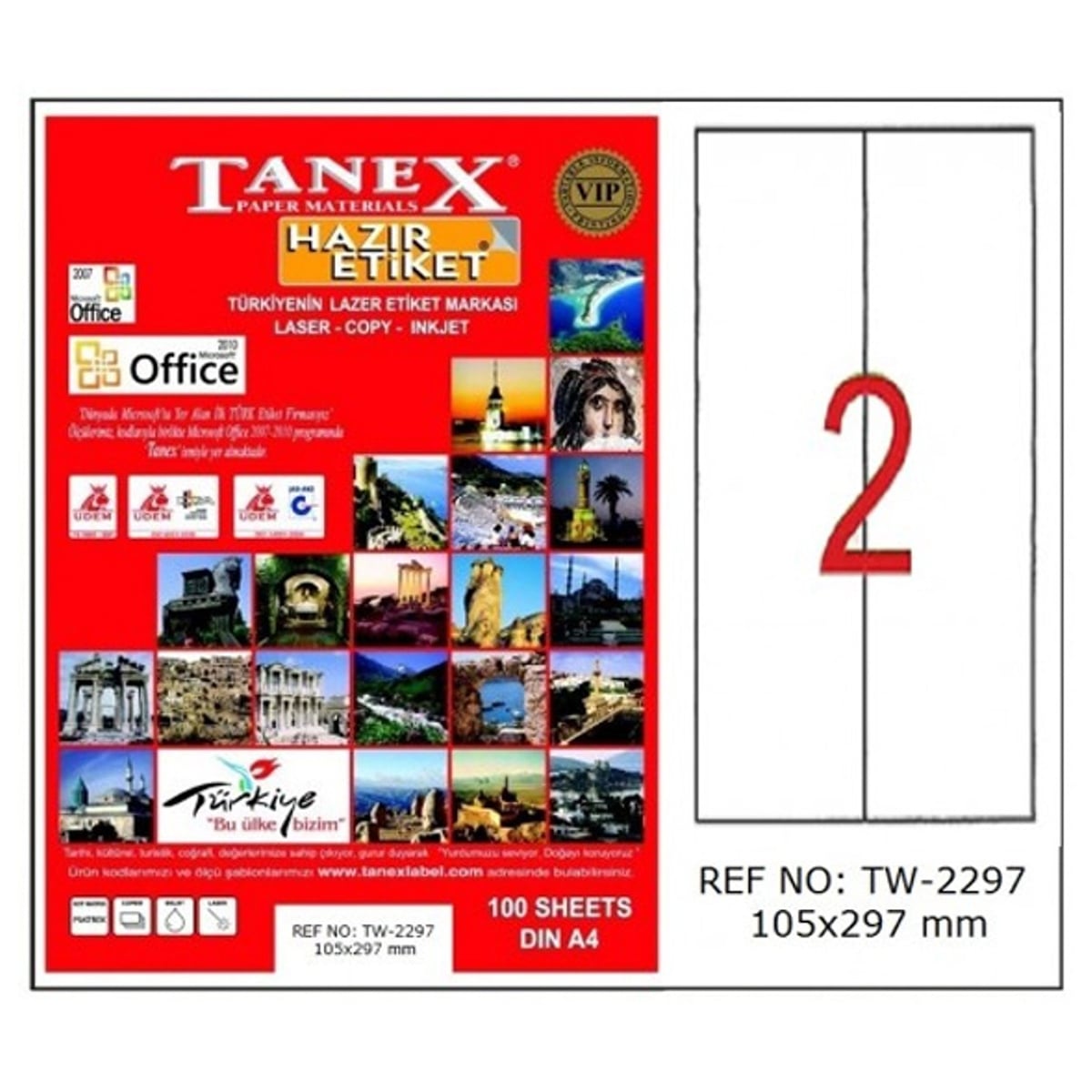 Tanex Laser Etiket 105x297 Tw-2297