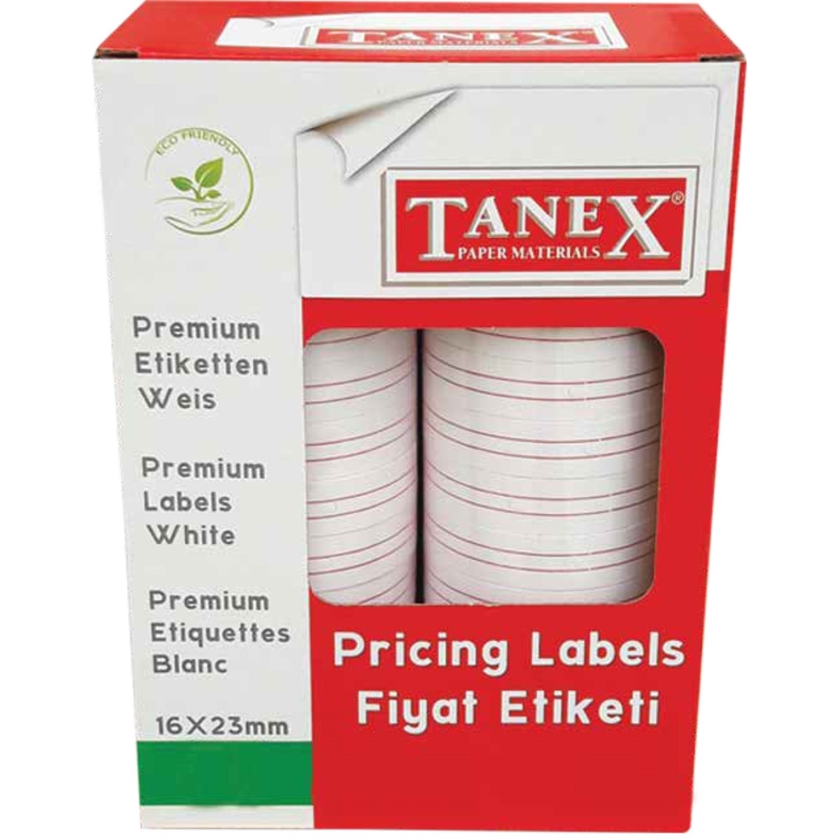 Tanex motex çizgisiz etiket 16x23 çift kafa1000li