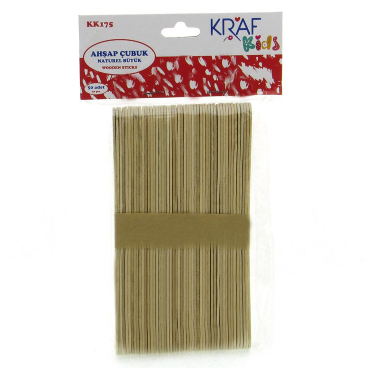 Kraf Ahşap Çubuk - Naturel Büyük - Kids 50'li KK175