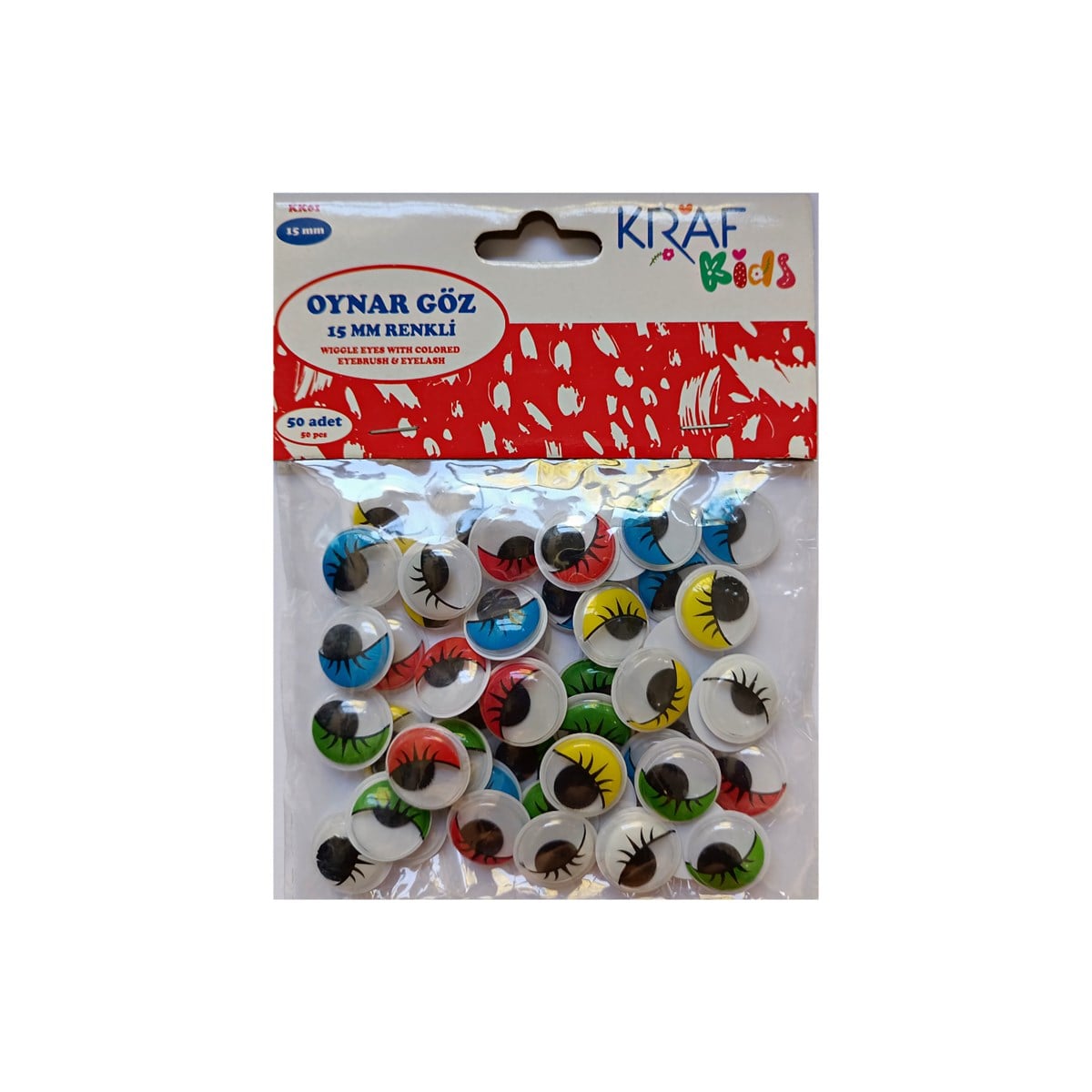 Kraf Kids Oynar Göz 15 mm Renkli 50Li Kk61