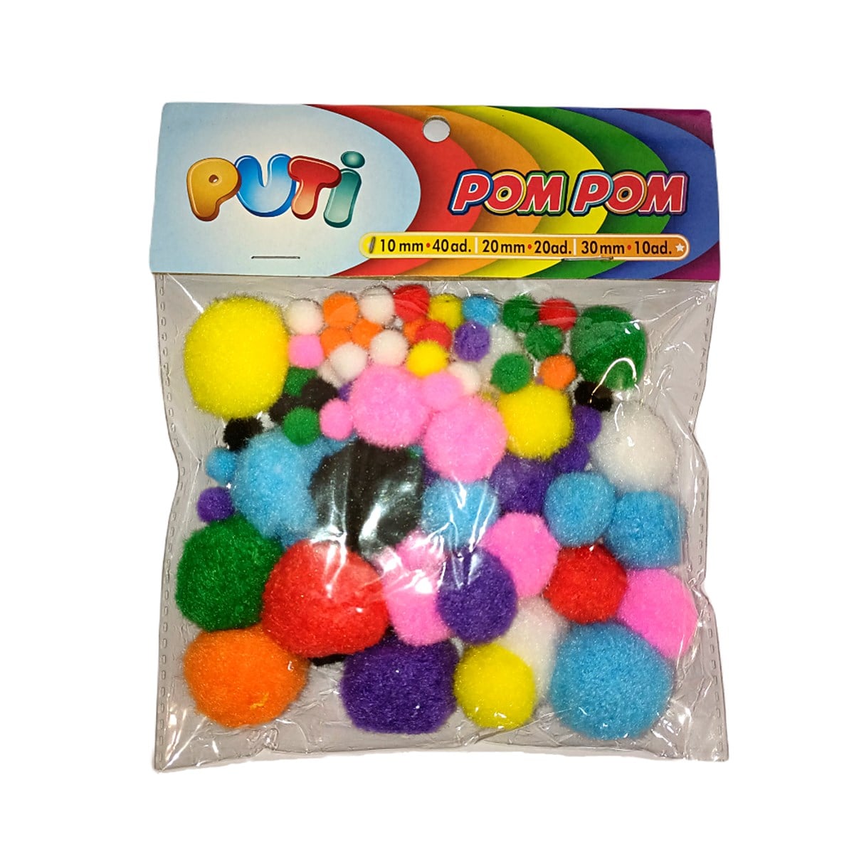 Puti Pom Pom Farklı Boyutlarda 70 Adet 0251