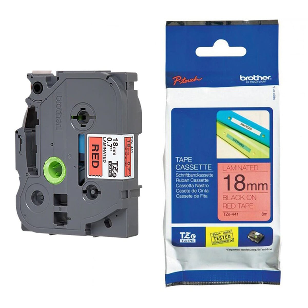 Brother tz-441 18mm kırmızı/siyah etiket