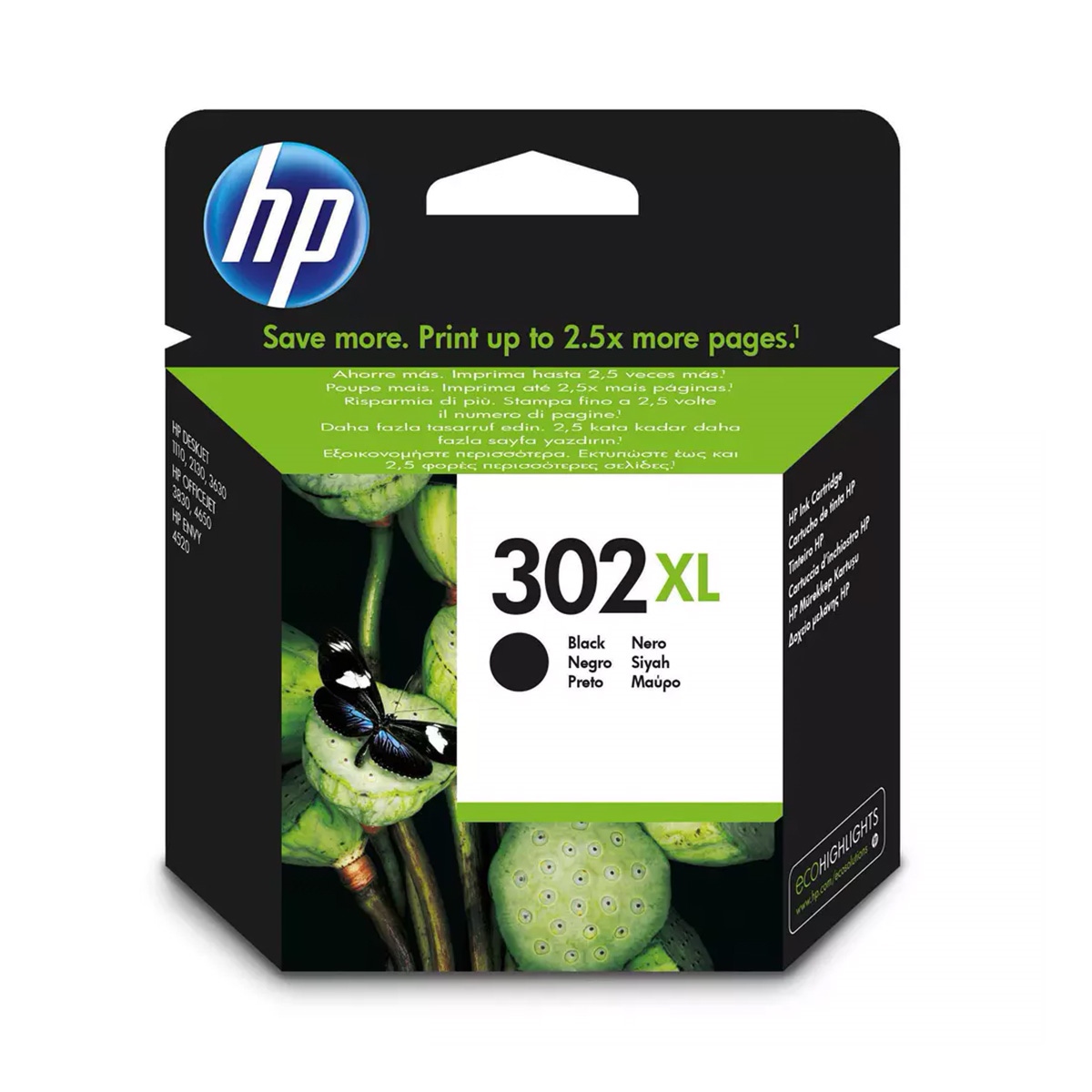Hp f6u68ae inkjet kartuş siyah (nr:302xl)
