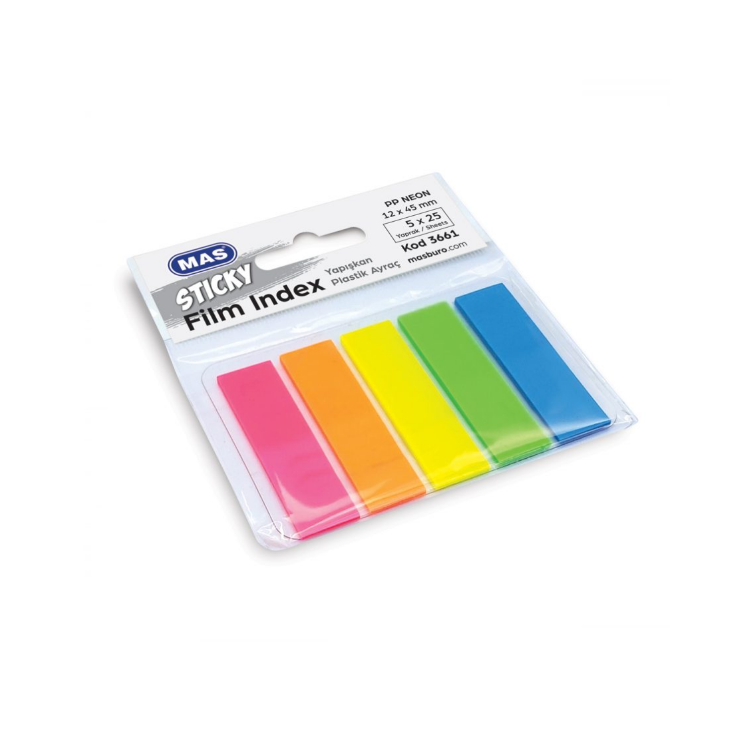 Mas 3661 Yapışkan Plastik Ayraç 12x45 mm
