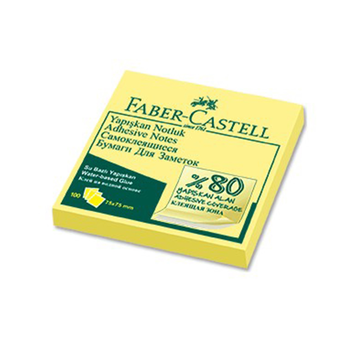 Faber Castell Post-it Notluk Sarı 75X75mm %80 Yapışkan alanlı