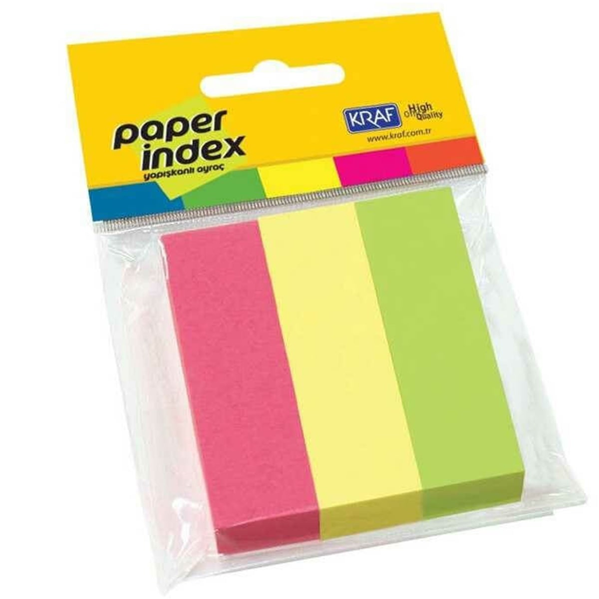 Kraf Yapışkanlı Ayraç 3 Renk x 100 sayfa index 25x76 mm 2576