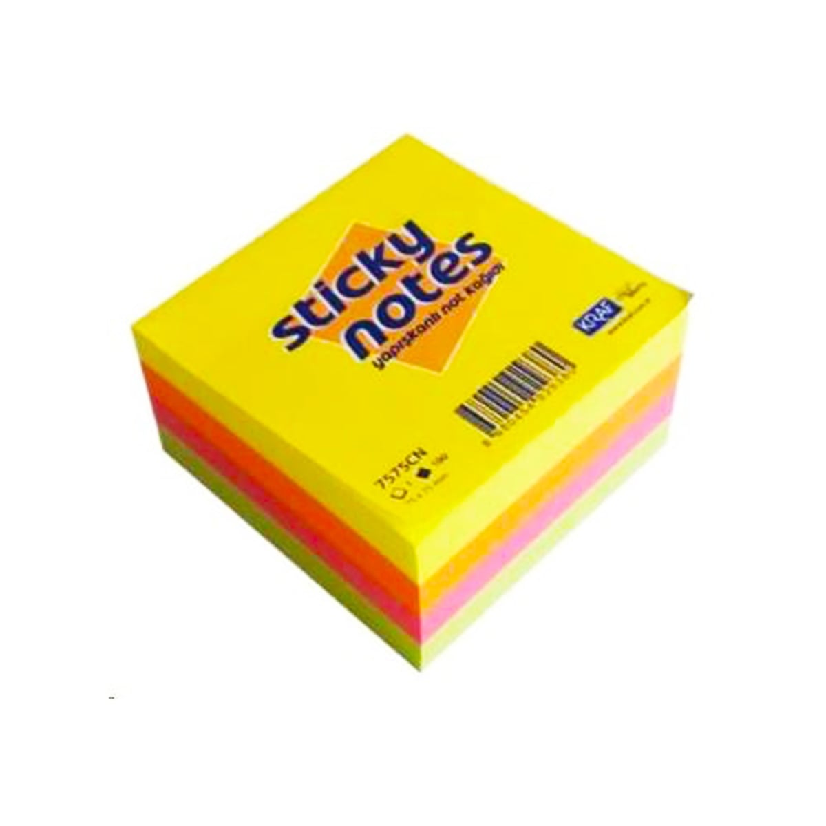 Kraf Yapışkanlı Not Kağıdı 75x75 Neon Renkler 100 Yaprak 7575CN