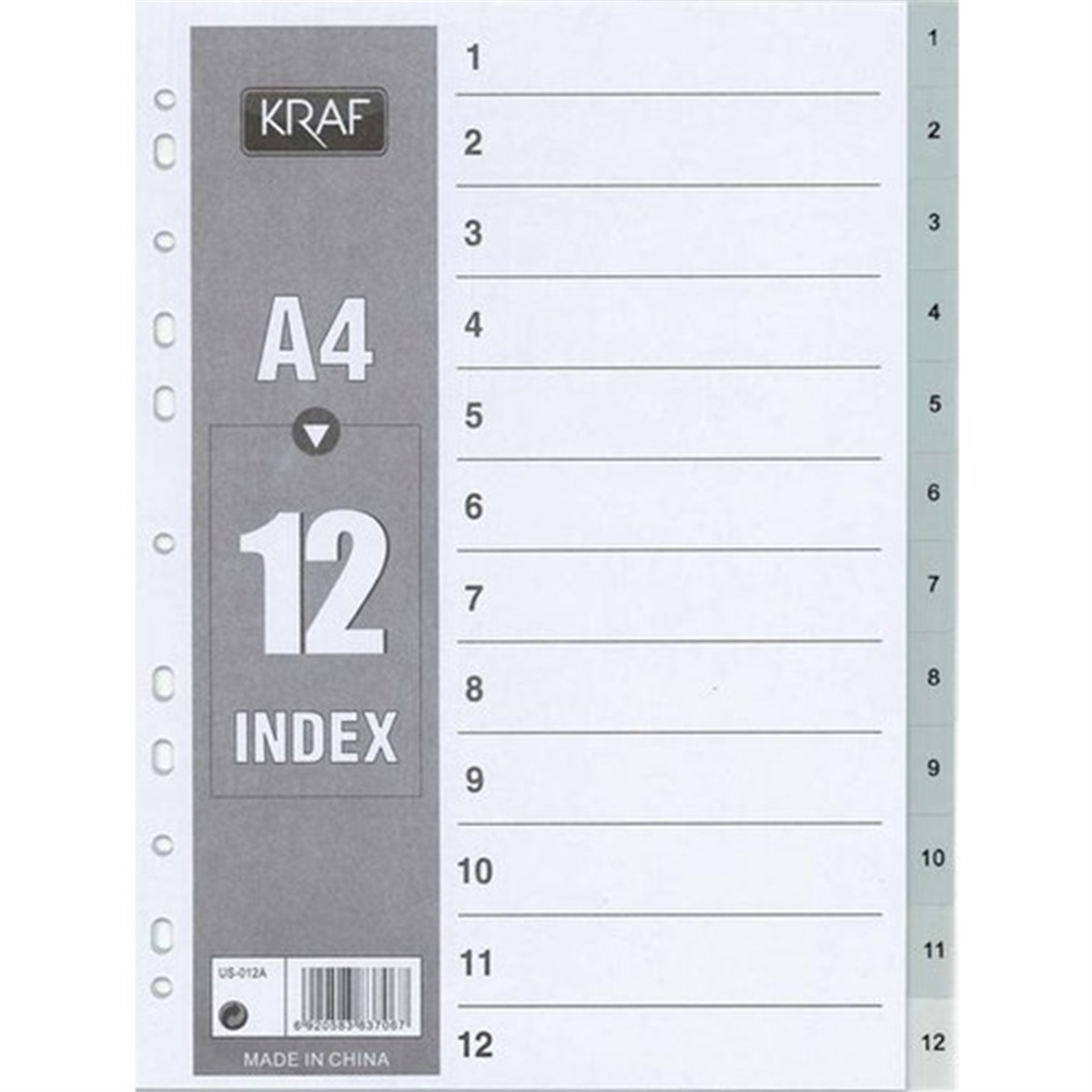 Kraf separatör 1-12 rakamlı 1012 5262
