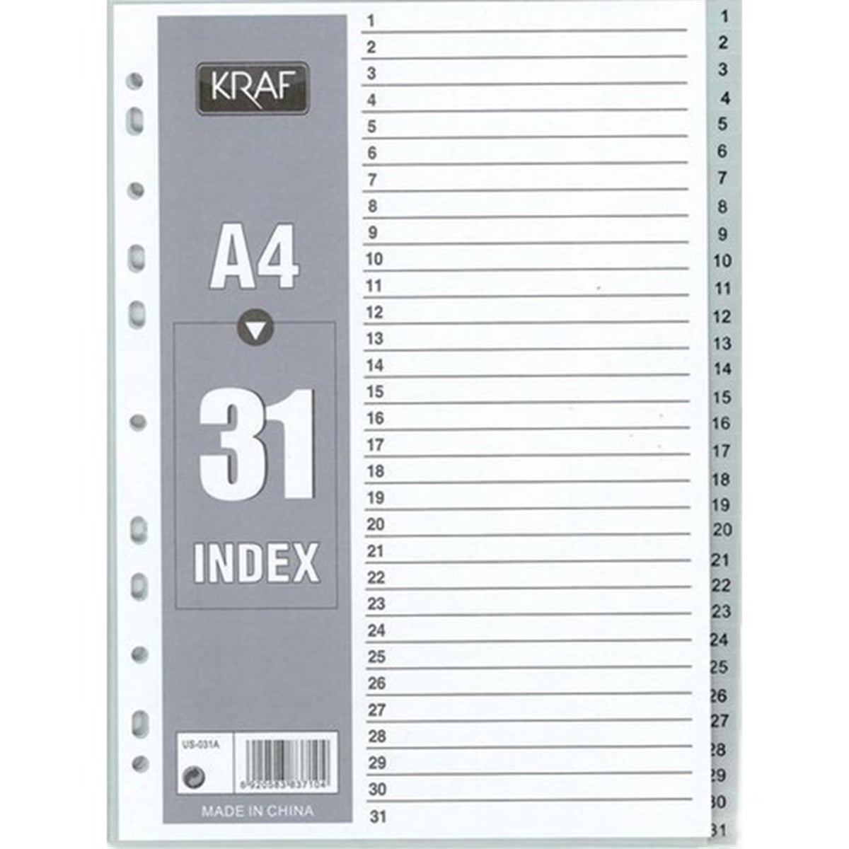 Kraf separatör 1-31 rakamlı 1031