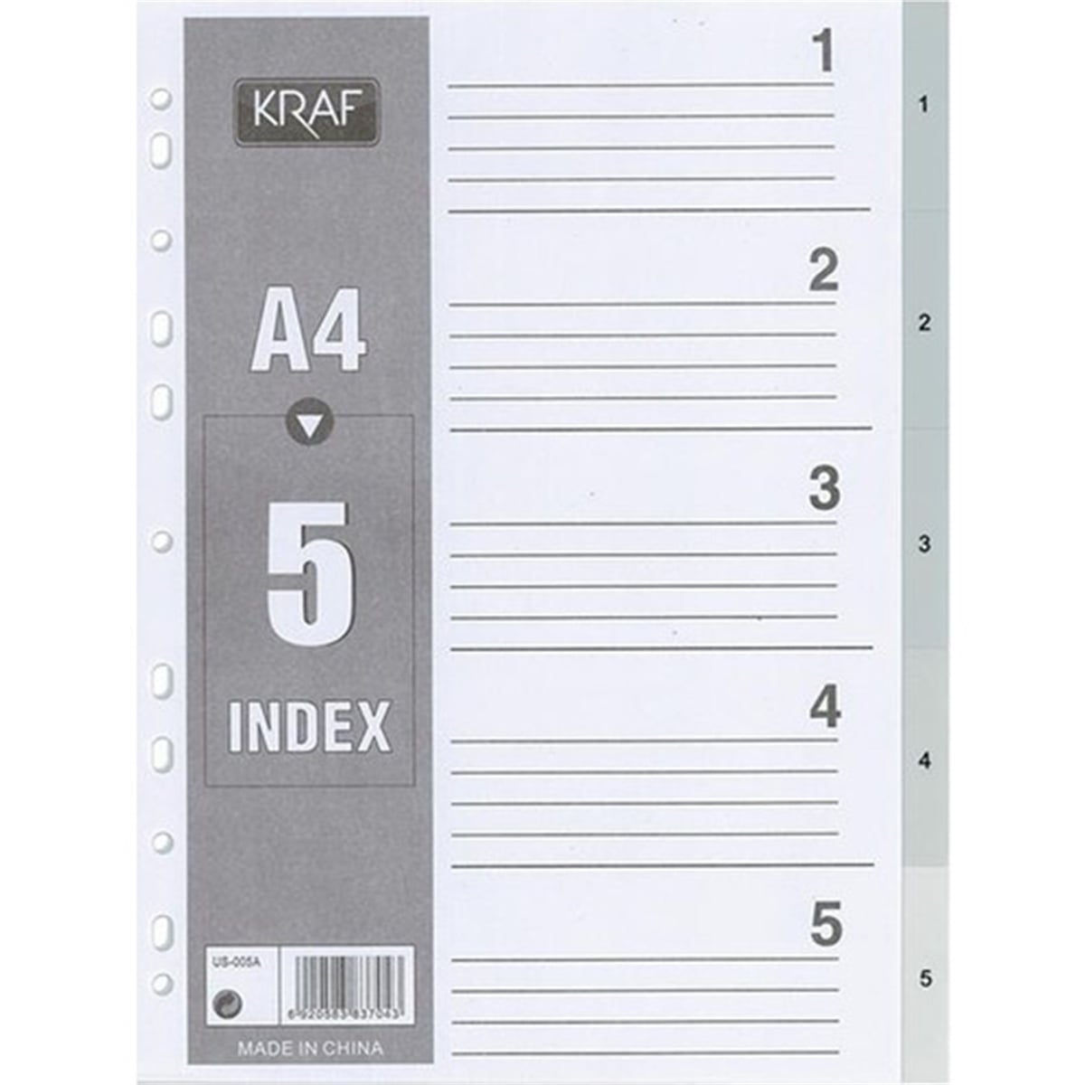 Kraf separatör 1-5 rakamlı 1005