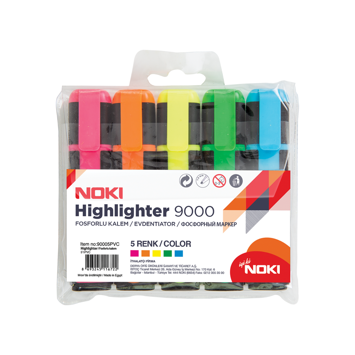 Noki fosforlu kalem 5 li set 9005 pvc