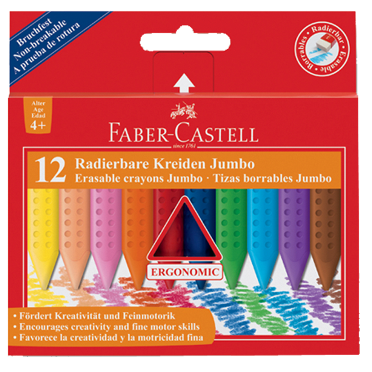 Faber Castell Mum Pastel Boya Wax Crayon Grip Jumbo 12 Renk 12254