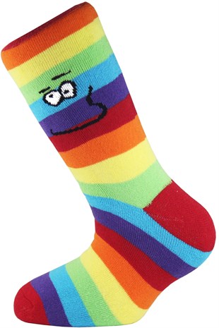 4 Çift Renkli Kadın Kışlık Havlu Çorap Bayan Diz altı Pantolon Çorabı