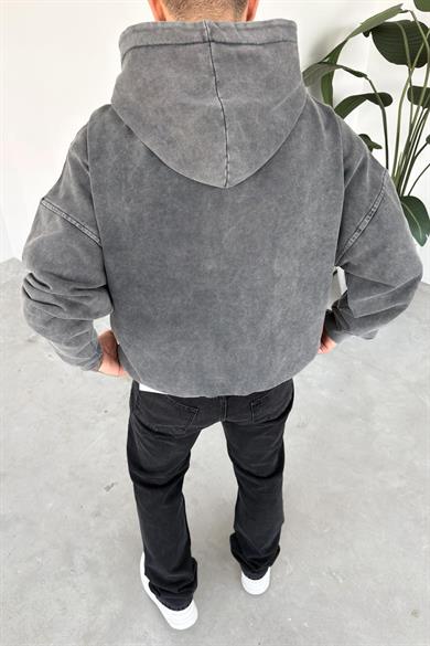 Acid Wash Basic Yıkamalı Oversize Sweatshirt