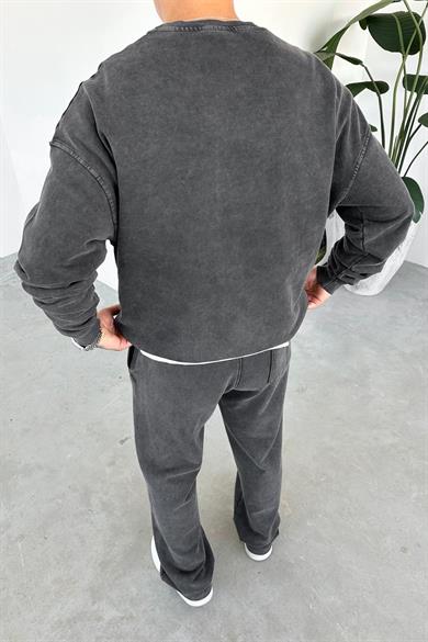 Acid Wash Basic Yıkamalı Oversize Sweat