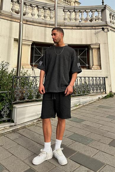 Acid Wash Couture Nakış Detay E9 Oversize Tişört
